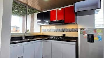 Deluxe Apartment, Housekeeping, City View | Private kitchen