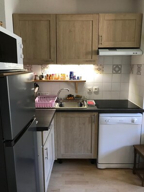 Private kitchen - T2 at the foot of the Guzet snow slopes residence sports hall, swimming pool and sauna (Ustou)