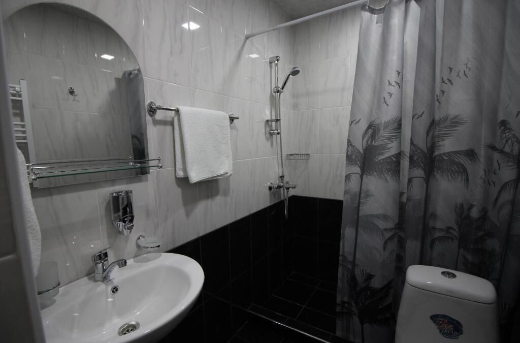 Twin kamer, uitzicht op tuin | Badkamer