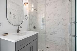 Shower, towels - Private Island Home- Heated Pool, Views, Sleeps 24 (Sneads Ferry)