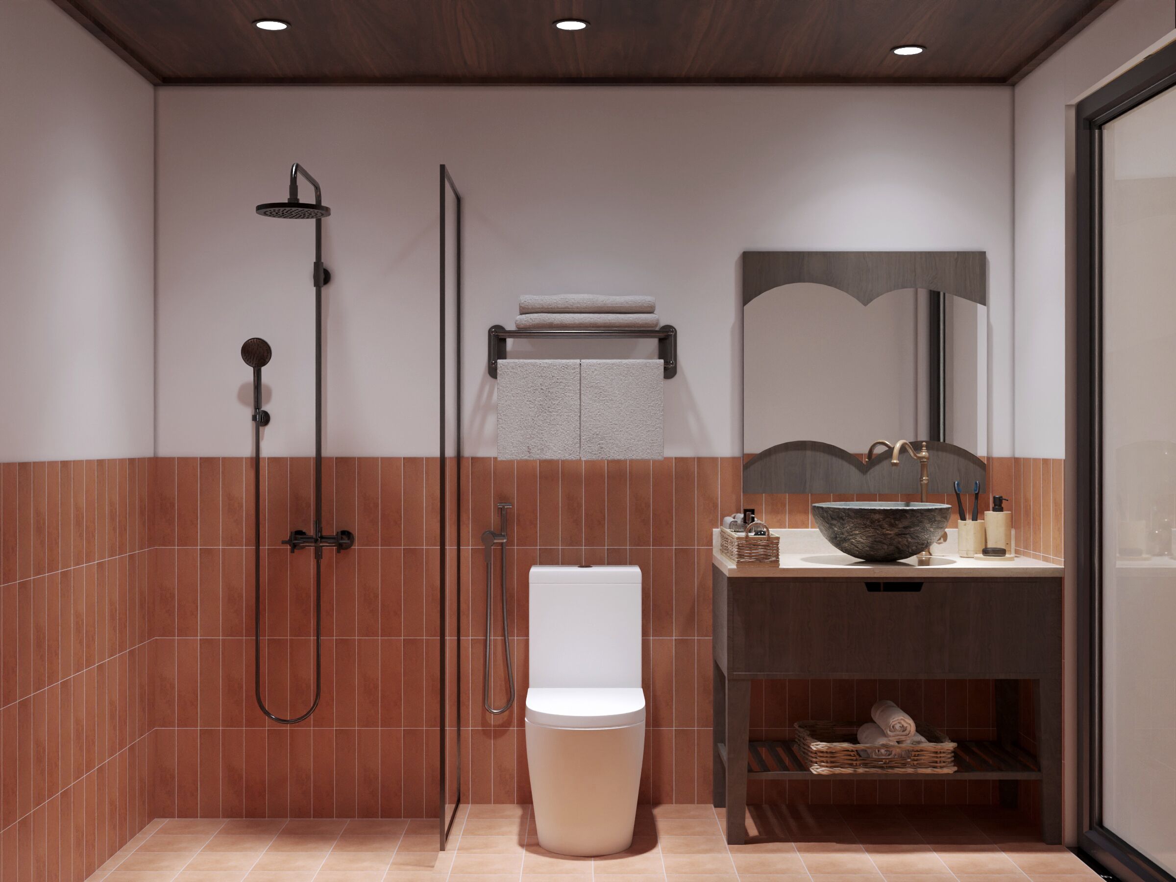 Deluxe Triple Room | Bathroom | Shower, hair dryer, slippers, towels