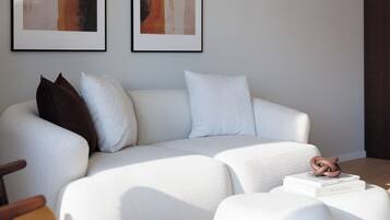 Lyxlägenhet - balkong - utsikt mot staden | Vardagsrum