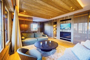 Apartment | Living area | Fireplace - Modern Apartment Ski-in - Mont D'arbois With View (Megeve)