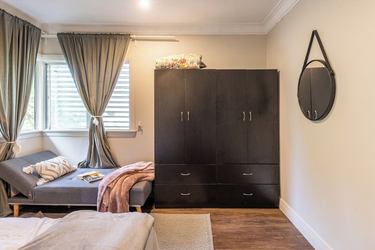 1 bedroom, desk, iron/ironing board, travel cot