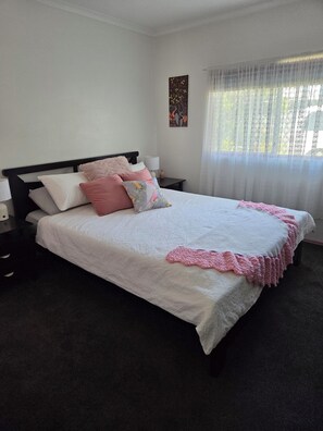 1 bedroom, iron/ironing board, bed sheets