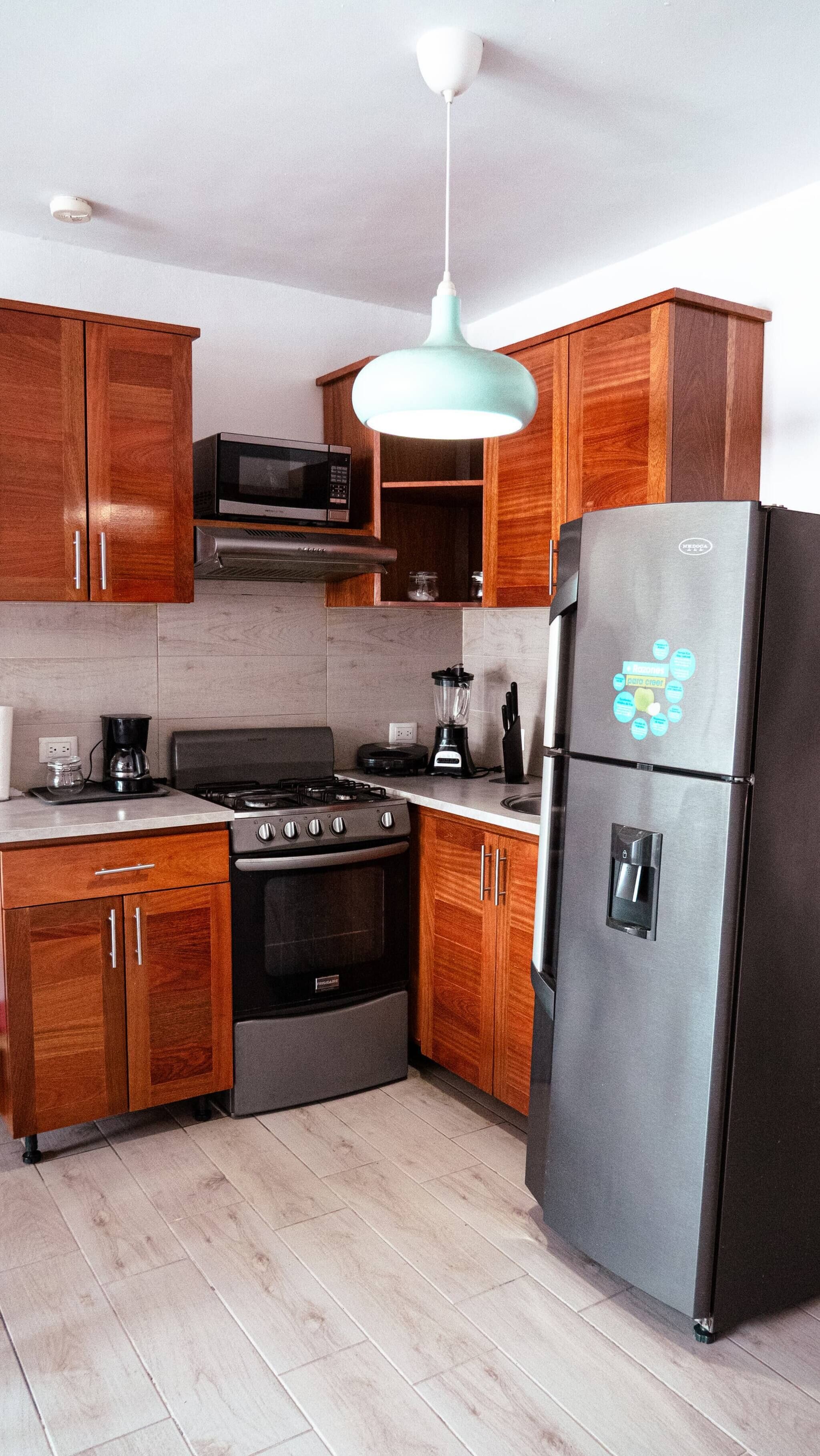 Microwave, oven, stovetop, coffee/tea maker