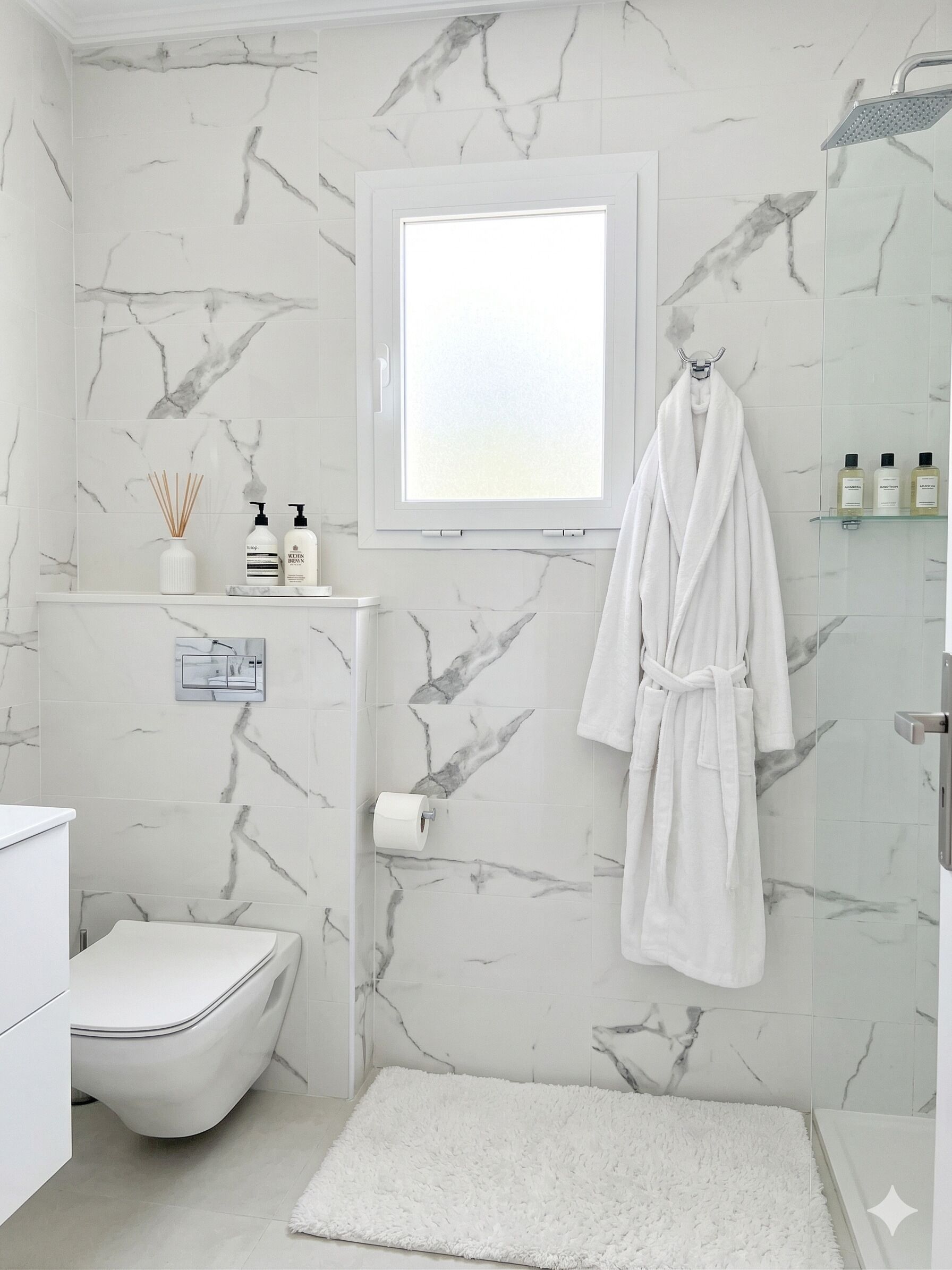 Douche, serviettes fournies