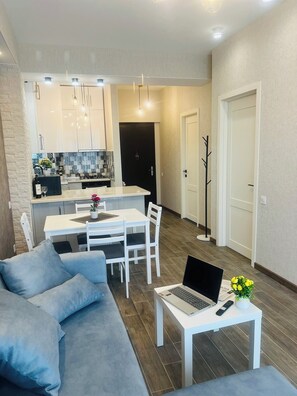 Living area - Cozy 1-bedroom apartment with AC in charming T'bilisi, Jikia (T'bilisi)