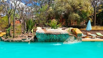 Outdoor pool, pool umbrellas