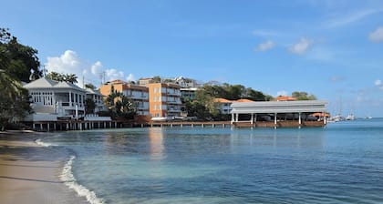 Waterfront condo with pool, beach 1 minute walk, in Lans Euxpines