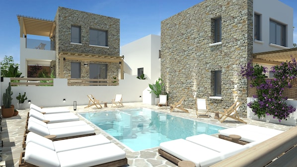 Seasonal outdoor pool - Sofrano Luxury Apartments (Ikaria)