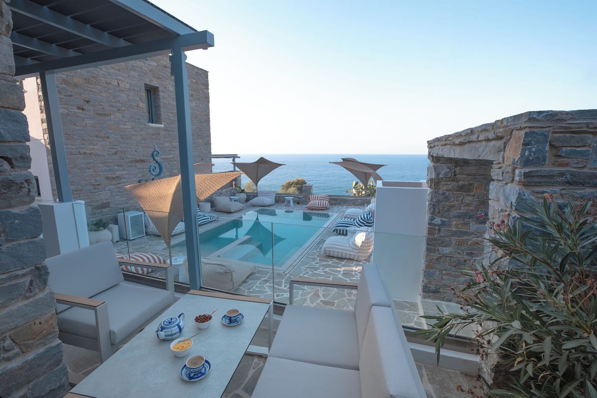 Suite estudio Deluxe, vista al mar | Terraza o patio