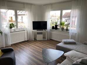 Living area - Apartment 'Haus Am Idyllischen Bach' with Private Garden and Wi-Fi (Rheinau)