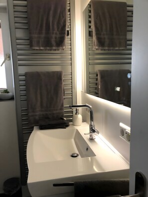 Bathroom - Apartment 'Haus Am Idyllischen Bach' with Private Garden and Wi-Fi (Rheinau)