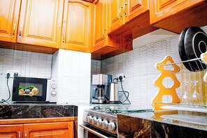 Private kitchen - Serene 2-bedroom apartment with AC in vibrant Dar es Salaam (Dar es Salaam)