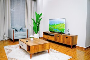 Living area - Serene 2-bedroom apartment with AC in vibrant Dar es Salaam (Dar es Salaam)