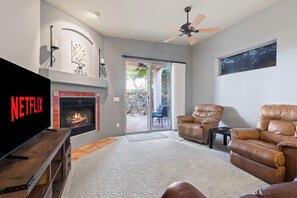 TV, fireplace, offices - Foothills Family Summer Stay | w/ Pool & Hot Tub (Tucson)