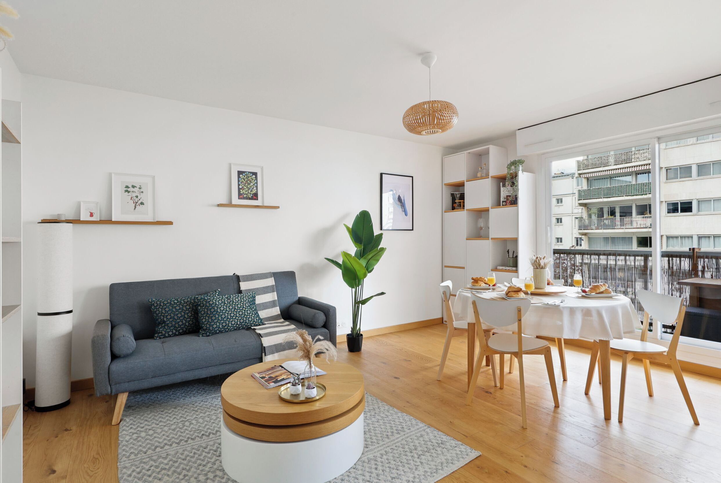 The open-plan living and dining area