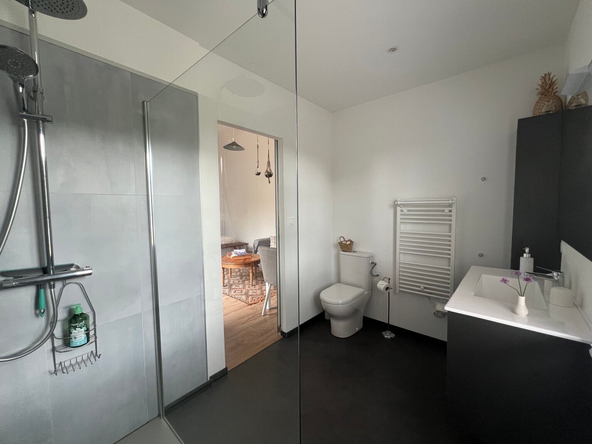 Een douche, een haardroger, handdoeken