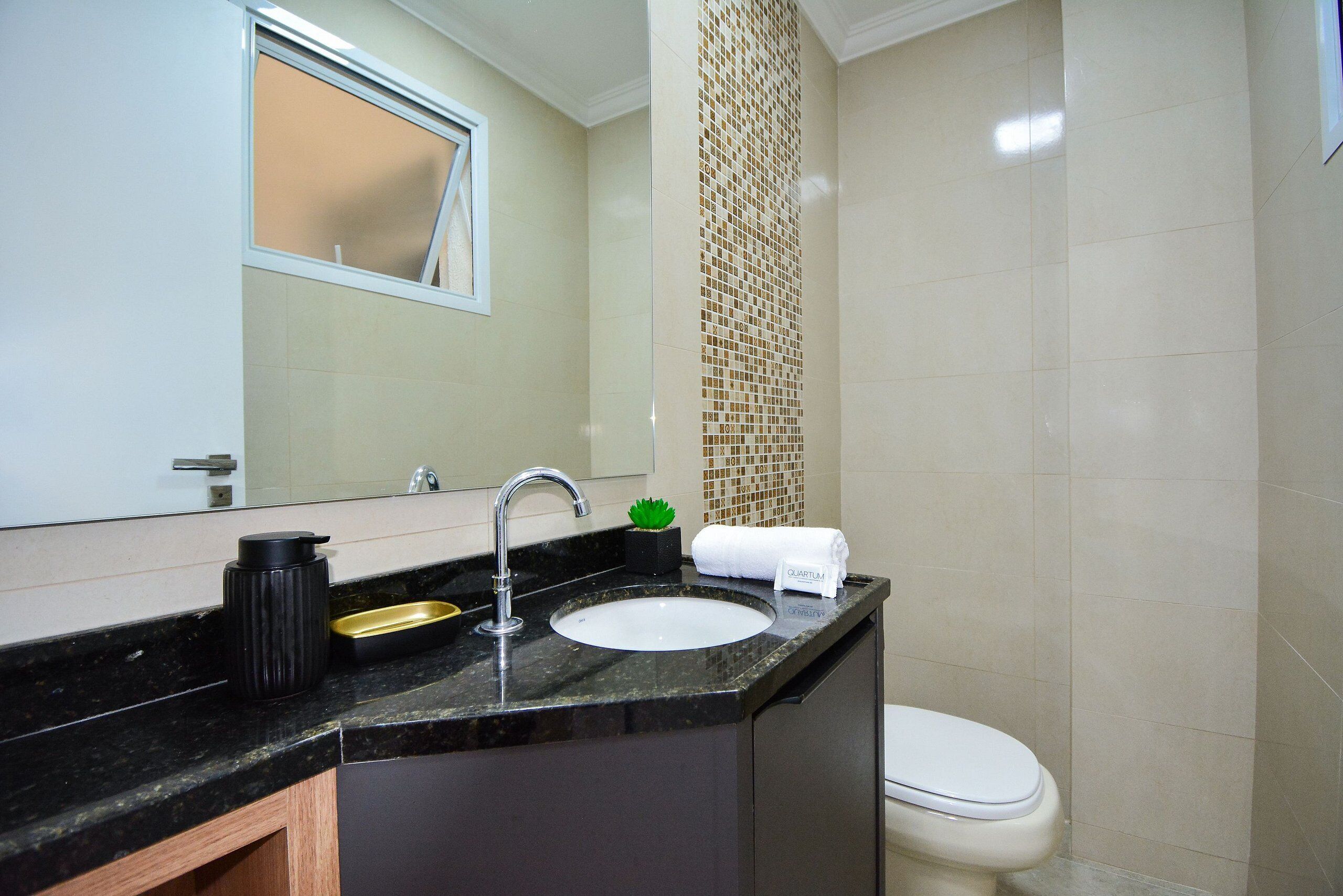 A bathroom with a sink, mirror, and toilet.
