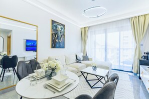 Deluxe Duplex, City View | Living area - Riara one residency  (Nairobi)