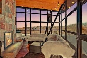 TV, fireplace - Luxury Experience at Mountaintop Compound - 35 Acres With Panoramic Views (Aspen)