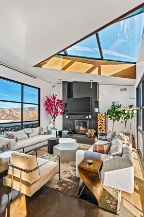 TV, fireplace - Luxury Experience at Mountaintop Compound - 35 Acres With Panoramic Views (Aspen)