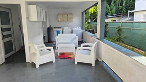 Terrace/patio - Cozy Apt | Caves, Beach & Nature in Arecibo Solar Panels (Arecibo pr00612)