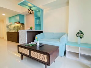 Standard Apartment | Living room - Comfy And Nice Cyan 2Br At Apartemen Meikarta District 1 (Cikarang)