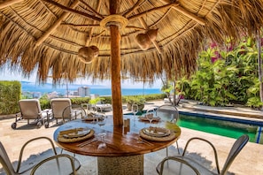 Outdoor dining - Spectacular Hillside Villa With Pool, Incredible Views, Private Chef, & Staff (Puerto Vallarta)