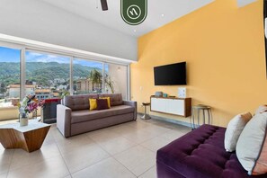 Apartment, 1 King Bed with Sofa bed, Jetted Tub, Pool View (Zenith 503) | Living area - Amazing 1 BR Condo in Romantic Zone - Rooftop Pool (Puerto Vallarta)