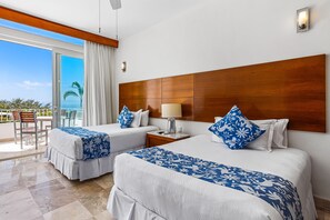 Apartment, Multiple Beds, Pool Access, Ocean View (Grand Miramar APB2) | 2 bedrooms, individually decorated, individually furnished, bed sheets - Elegant Oceanview Suite With Private Terraces, hot Tub, Heated Pool & gym (Puerto Vallarta)