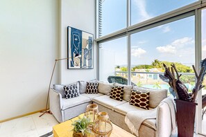 Living area - Luxe Condo With Infinity Pool, Fitness Center, Sweeping Vistas, and Central AC (Nuevo Nayarit)