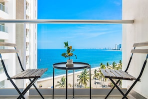 Condo, 1 King Bed, Pool Access, Ocean View (Harbor 171 #711) | View from room - Modern Oceanfront Studio With Breathtaking Sunsets, Heated Pools & Beach Access (Puerto Vallarta)