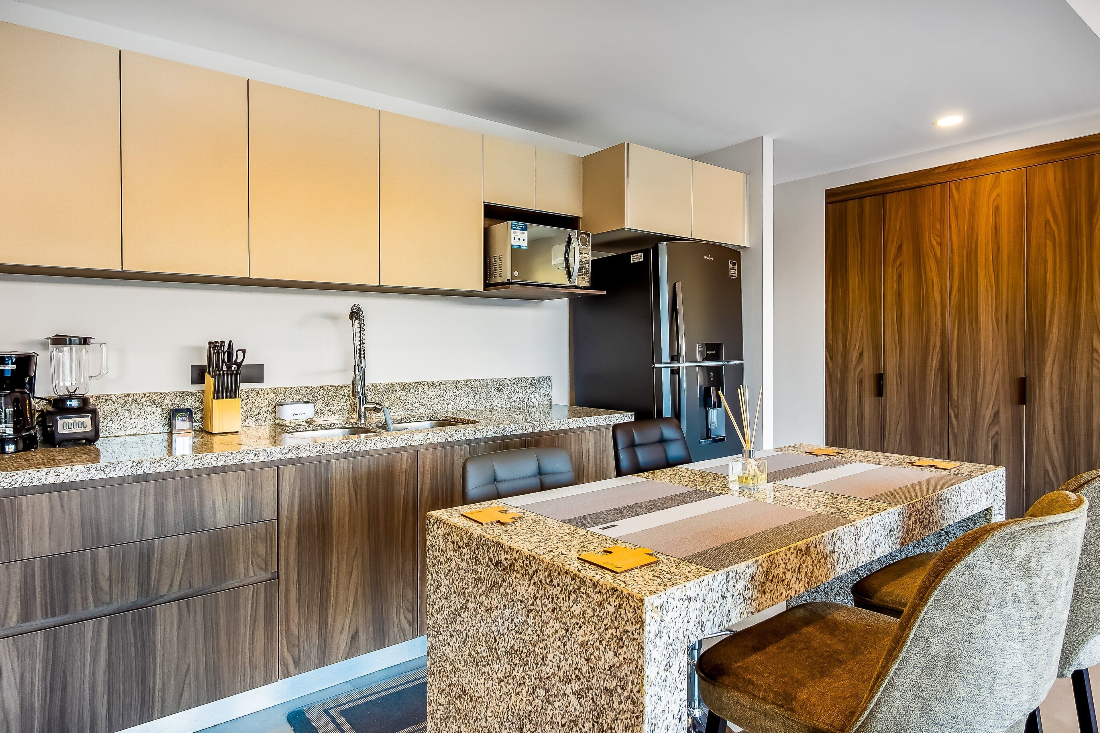 Condo, 1 King Bed with Sofa bed, Balcony, Pool View (DUVA, Unit 105) | Private kitchen