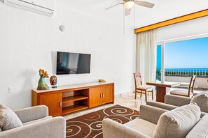 Apartment, Multiple Beds, Pool Access, Ocean View (Grand Miramar A602) | Living area - Elegant Oceanview Suite With Heated Pool, Private hot tub & Terrace Dining (Puerto Vallarta)
