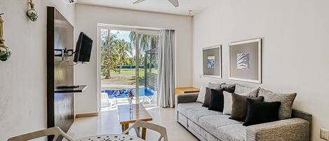 Appartement, 1 très grand lit et 1 canapé-lit, accès à la piscine (Taheima 2104B at El Tigre) | Aire de séjour