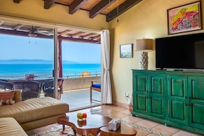 Condo, Multiple Beds, Pool Access, Ocean View (Casa Petosa - El Anclote) | Living area - Oceanfront Condo With Pool, Balcony, Amazing Views, Washer/dryer, & Partial AC (Punta de Mita)