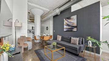 Apartment, 2 Bedrooms, Non Smoking, 2 Bathrooms | Living area | 65-inch Smart TV with digital channels, Netflix, Hulu