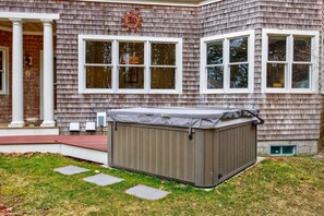 Terrace/patio - Sagamore Sanctuary! ~ Pool & Hot Tub ~ Private Oasis ~ Close to Beaches (Bourne)