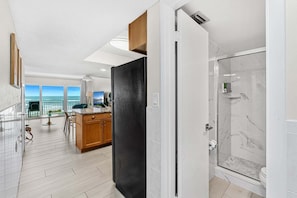 Mid-Century Styled Direct Oceanfront Condo with Patio - Unit #217 | Living area