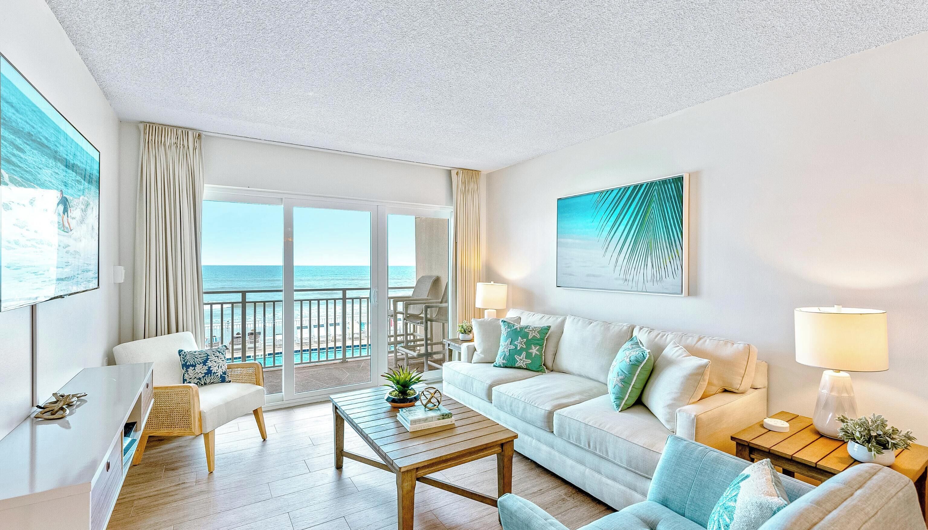 Direct Oceanfront Condo - Beach over Pool Views - Unit #222 | Living area | TV