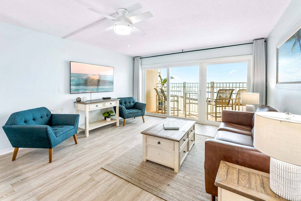 Family Beach Condo with Direct Ocean Views, Unit #108 | Living area | TV
