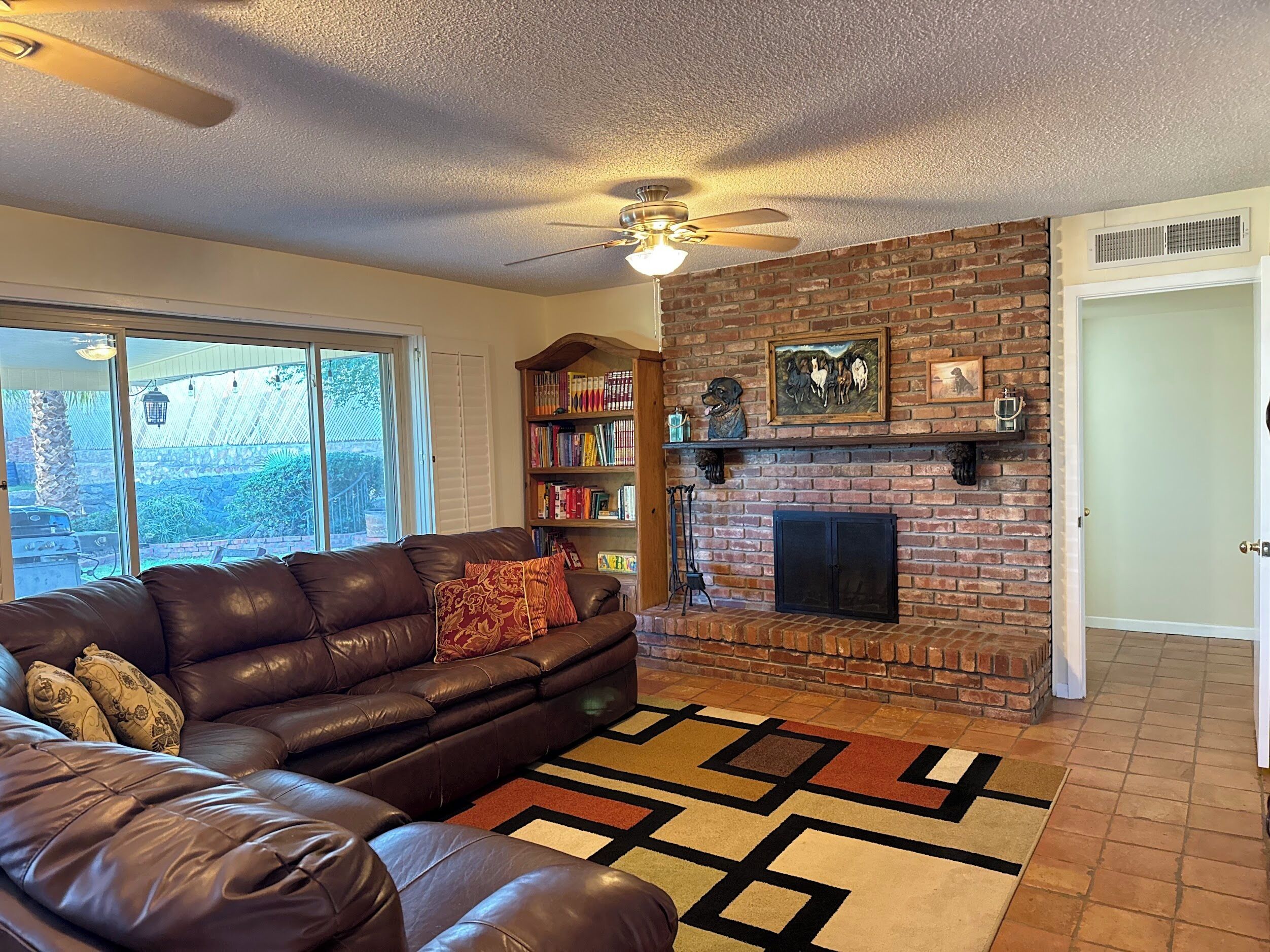Smart TV, fireplace, DVD player, books
