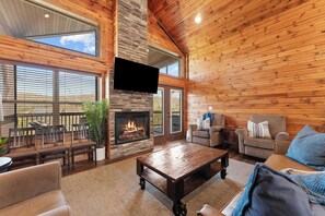 TV, fireplace, offices