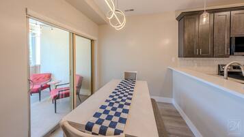 Dining table next to the kitchen