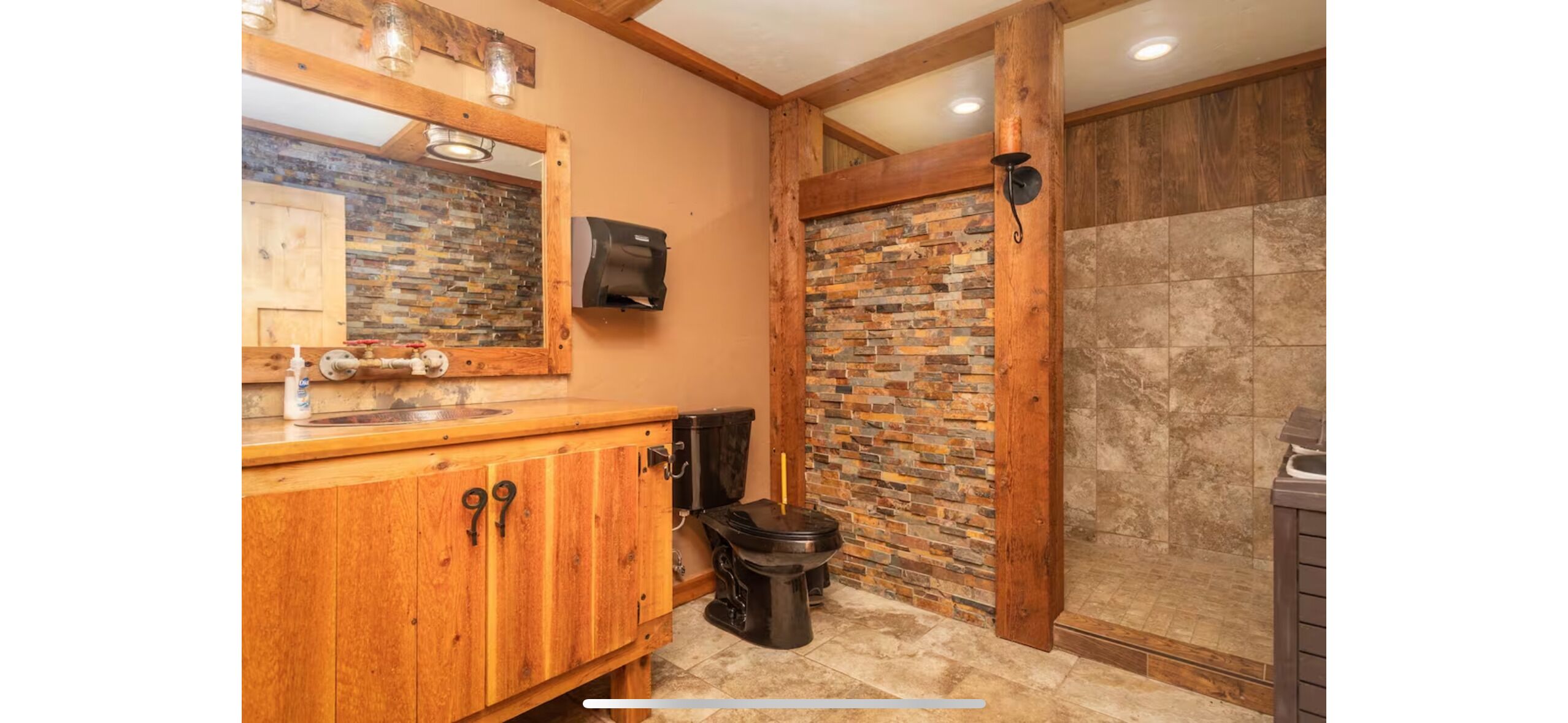 Shower, towels, soap, toilet paper
