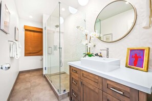 Shower, hair dryer, towels, shampoo - Sea Lane Pearl: 3-Story Retreat near the Ocean (La Jolla)