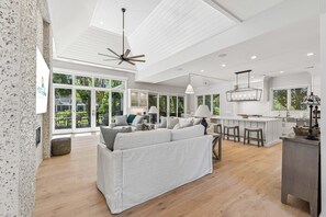 Smart TV, books, offices - Luxury Coastal Retreat with Balcony, Pool, Sun Room & Golf Course Views! (Hilton Head Island)