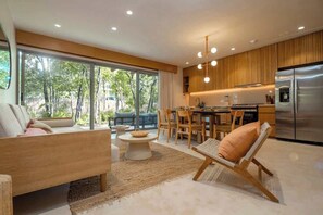 TV, offices - Aflora 3BR Condo – Garden, Private & Common Pool (Tulum)